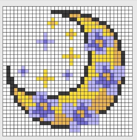 Celestial Pixel Art, 8bit Art Pixel, Tangled Pixel Art, Big Pixel Art Grid, Pixel Art Pattern 32x32 Grid Easy, Moon Perler Bead Pattern, Flower Pixel Art Grid, Cute Pixel Art Aesthetic, Pixel Flower Pattern