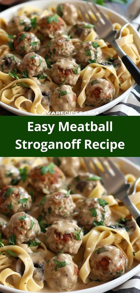 Love ground beef recipes? Our Meatball Stroganoff recipe is a must-try for dinner. This meatball recipe combines savory beef with a rich stroganoff sauce for an ideal dinner option. Meatball Stroganoff Recipe Easy, Meatball Stroganoff Recipe, Healthy Stroganoff, Beef Stroganoff Sauce, Pork Stroganoff Recipe, Beef Stroganoff Meatballs, Stroganoff Sauce, Meatball Stroganoff, Ground Beef Meatballs