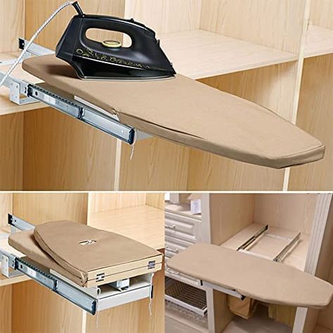 Nisorpa Folding Ironing Board Rotatable 90° Drawer Ironing Platform With Heat-resistant Cover for Space Saving 810 x 310MM (Fold Down) : Amazon.co.uk: Home & Kitchen Hidden Table, Pull Out Ironing Board, Folding Ironing Boards, Folding Beds, Clothes Drying Racks, Iron Table, Ironing Board, Laundry Room Design, Space Saving Furniture