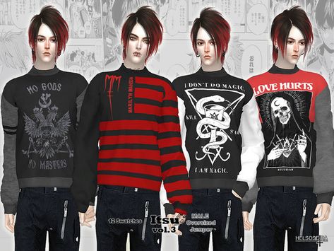 The Sims Resource - ITSU - Vol.3 - Male Jumper Ranboo Sims 4 Cc, Sims 4 Male Punk Cc, Sims 4 Cc Punk Clothes Male, Sims 4 Alternative Cc Male, Sims 4 Cc Grunge Clothing Male, Sims 4 Unisex Cc, Sims 4 Cc Male Pants, Sims 4 Cc Goth, Goth Male