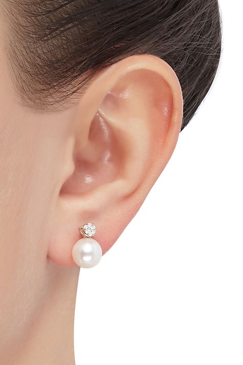 Pearl And Diamond Earrings Studs, Luxury Pearl Earrings For Engagement, Pearl Jewelry Design Simple, Fine Jewelry Pearl White Pearl Earrings, Round Pearl Diamond Earrings, Diamond And Pearl Earrings, Luxury Pearl White Pearl Earrings, Pearl Earrings Studs, Pearl White Earrings For Gift, Fine Jewelry Style