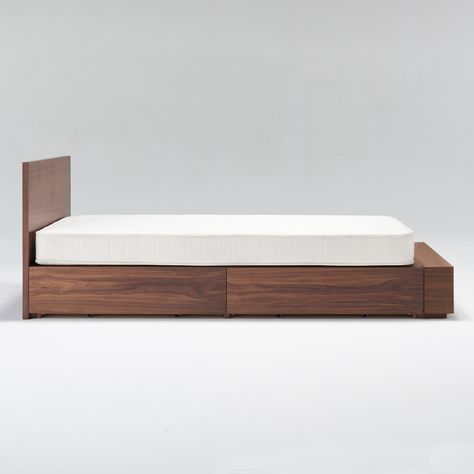 Muji walnut storage bed Muji Storage, Double Headboard, Double Bed With Storage, Walnut Bed, Cosy Bedroom, Bed Headboard, Storage Bed, Interior Furniture, Bed Storage