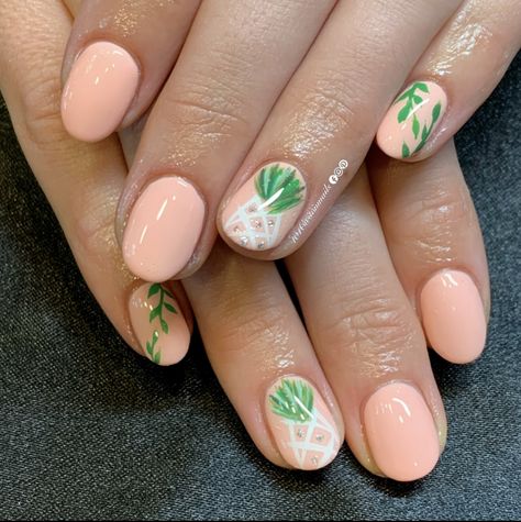 Luau Nails, Pineapple Nail Art, Hawaii Nails, Pineapple Nails, Soft Pink Nails, New Nail Trends, Fancy Nails Designs, Nails 2022, Hawaii Vacation