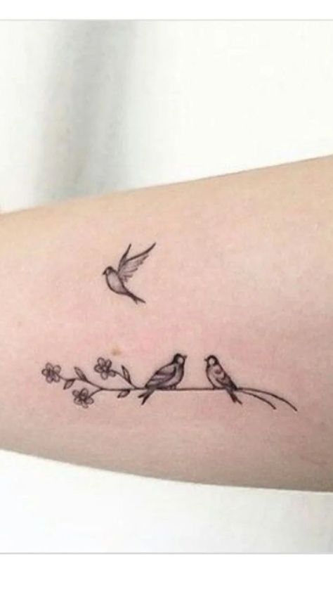 Bird Tattoo For Lost Loved One, Tiny Remembrance Tattoos, Delicate Bird Tattoos For Women, Simple Remembrance Tattoos, Simple Bird Tattoos For Women, Bird Tatoos Woman, Little Bird Tattoos For Women, Small Remembrance Tattoos Simple, Birds On A Branch Tattoo