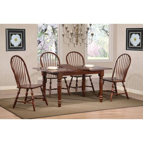 Sunset Trading 5 pc. Butterfly Dining Set with Spindleback Chairs - Chestnut | from hayneedle.com Provincial Dining Table, French Provincial Dining Table, Butterfly Leaf Table, French Provincial Dining, Solid Wood Dining Set, Wooden Dining Chairs, Grande Table, 5 Piece Dining Set, Coaster Furniture