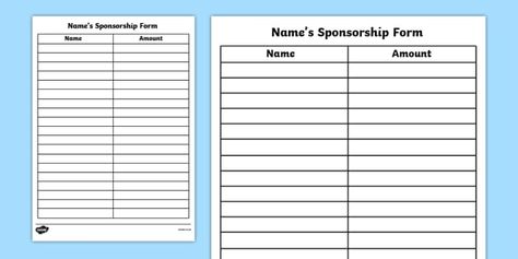 Blank Sponsorship Form Template Sponsorship Form Template, Dry January, Making A Model, Welcome Card, Primary Resources, Sheet Template, Card Templates Free, Free Business Cards, Form Template