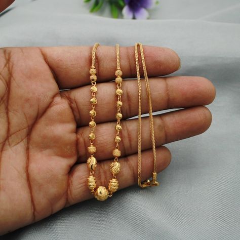 Indian Gold Chain, Gold Chain Designs For Women, Gold Beads Chain, Pure Gold Necklace, Handmade Chain Jewelry, Gold Necklace Chain, Gold Pearl Jewelry, Gold Chain Design, Handmade Gold Jewellery