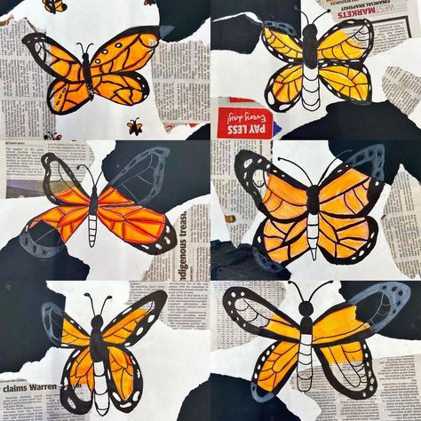 Butterfly Artwork For Kids, Butterfly Art Lesson, Butterfly Art Project, Artwork Butterfly, Class 2023, Hispanic Art, Butterfly Project, Butterfly Artwork, Butterfly Kids