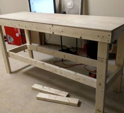 Workbench Ideas Garage, Outdoor Workbench Ideas, Garage Work Table Ideas, Garage Workbench And Storage, Work Benches Garage Workshop, How To Build A Workbench, Wood Work Bench Ideas, Garage Work Bench Ideas, Workbench Dimensions