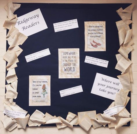 Bulletin Board Layout Design, Book Display Themes, Book Page Bulletin Board Border, Poetry Month Library Display, School Library Themes, Language Arts Bulletin Boards, Book Recommendation Wall Bulletin Boards, Diverse Library Displays, Boarders For Bulletin Boards