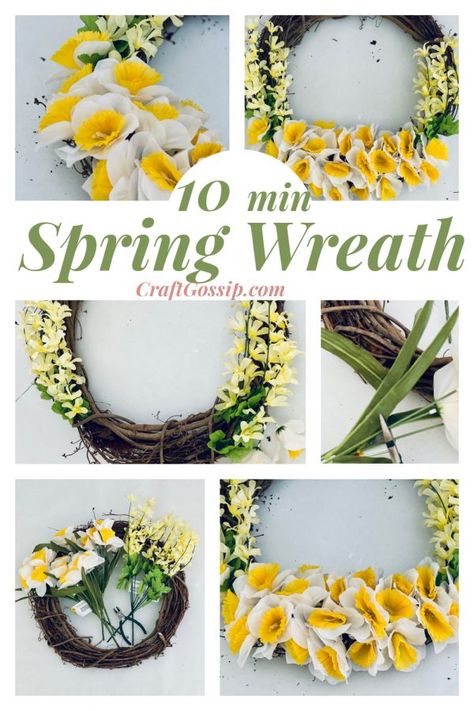 Yellow Wreaths, Make A Fairy Garden, Make A Fairy, Arts Project, Teacup Gardens, Knit Beanie Pattern, Yellow Wreath, Spring Yellow, Diy Spring Wreath