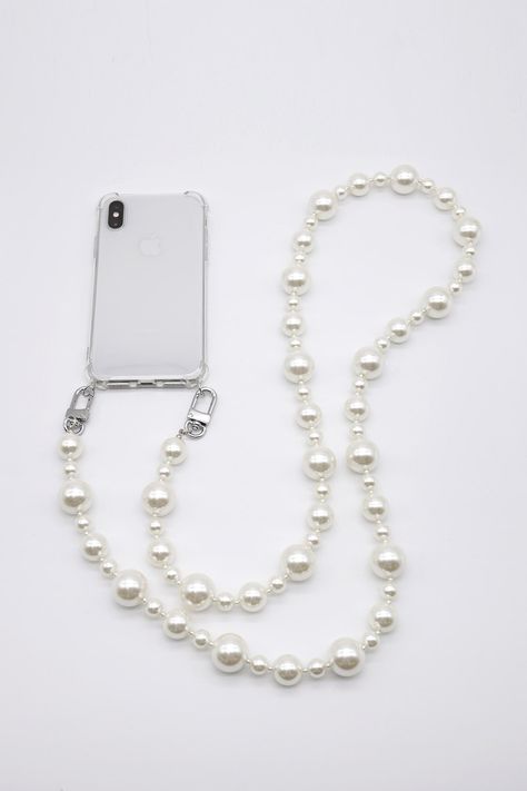 storets.com Pearl Phone Strap Cross Body Bag Outfit, Bead Charms Diy, Phone Lanyard, Phone Strap, Diy Phone, Diy Phone Case, Beaded Bags, Saved Items, Pearl Chain