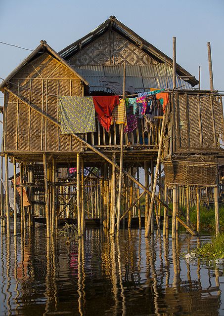 Typical House On Stilts, Inle Lake, Myanmar | by Eric Lafforgue Stilts House, Houses On Stilts, House On Stilt, Stilt House, Stilt Houses, Travel Honeymoon, Myanmar Travel, Eric Lafforgue, Inle Lake