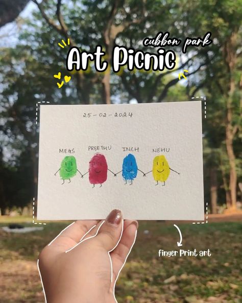 Picnic Ideas With Friends, Thumb Print Art, Thumb Painting, Cubbon Park, Art Picnic, Picnic Art, Sunday Picnic, Ideas With Friends, Art Date