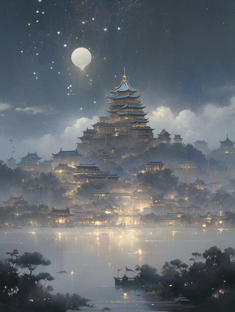 Fairy Places, Minecraft Japanese, Chinese Palace, Disney Tokyo, Yin Yang Art, Japan Image, Chinese Aesthetic, Asian Architecture, Fantasy City