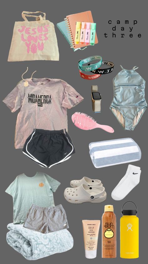 #camp #churchcamp #jesuslovesyou #preppy #midamerica #mnu #camptablerock #summer Church Camp Outfits, Church Camp Packing, Camp Fits, Camp Packing, Camp Outfits, Bible Camp, Preppy Art, Nike Tempo Shorts, Kids Camp