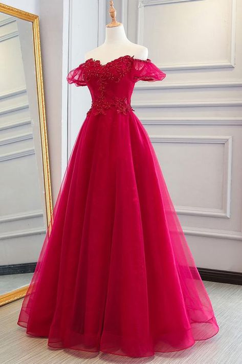 cheap bridesmaid dresses, wedding party dresses Page 2 - dresstby Red Prom Dress Long, Unique Party Dresses, Tulle Long Prom Dress, Oc Outfits, Prom 2020, Lace Evening Dress, Unique Prom Dresses, Pretty Prom Dresses, Short Prom Dress