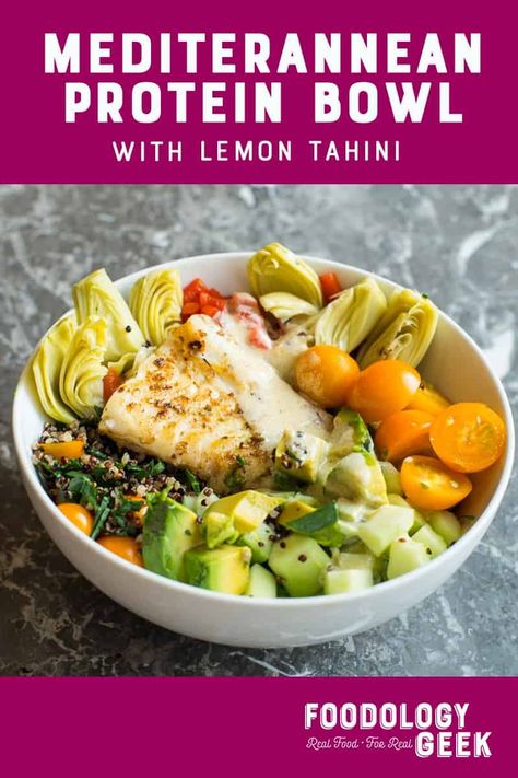 Super Easy Meal Prep, Healthy Cookout, Mediterranean Fish, Lacinato Kale, Bowls Recipes, Mediterranean Bowls, Mediterranean Diet Recipes Dinners, Power Bowl, Mediterranean Diet Meal Plan