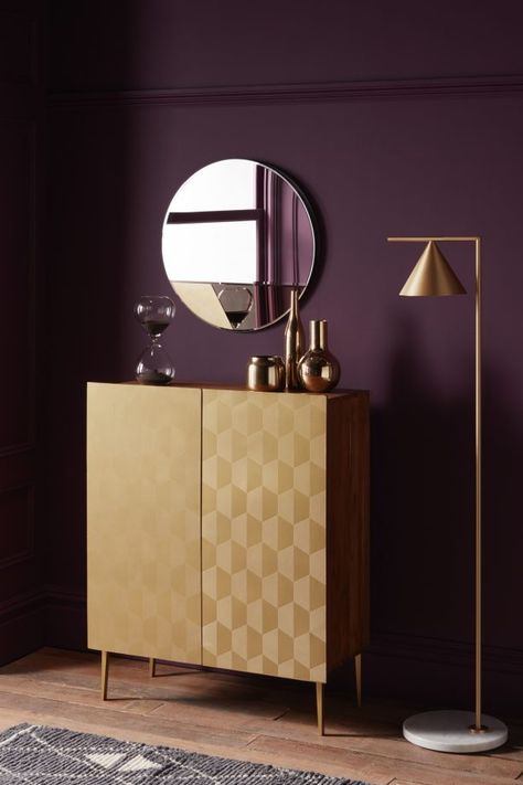 Salon Art Deco, Sideboard Gold, Purple Walls, Art Deco Furniture, Led Furniture, Interior Deco, Retail Furniture, Art Deco Interior, Upholstered Furniture