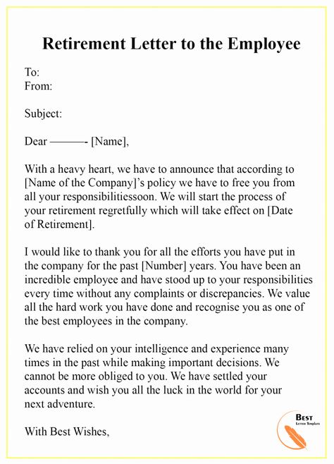 Retirement Letters to Employers Inspirational 7 Free Retirement Letter Template – format Sample Retirement Letter To Employer, Simple Resignation Letter Format, Retirement Letter, Employment Letter, Resignation Letter Format, Free Cover Letter Templates, Resignation Template, Alphabet Letter Templates, Simple Cover Letter