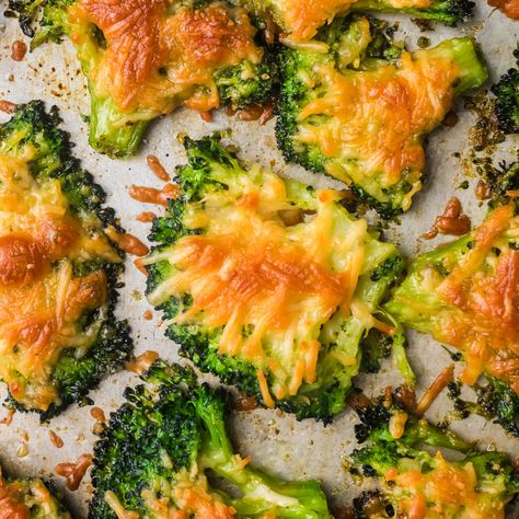 Crispy Smashed Broccoli with Parmesan | Easy Recipe Oven Parmesan Smashed Broccoli, Smashed Parmesan Brocolli, Crispy Parmesan Broccoli Chips, Smashed Broccoli With Cheese, Crispy Smashed Broccoli, Smash Broccoli Parmesan, Smashed Broccoli Recipe, Smashed Broccoli With Parmesan, Broccoli Tots Recipes