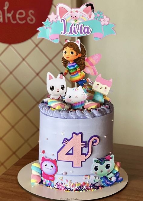 Gabby's Dollhouse Birthday Cake, Rapper Birthday Cake, Gabbys Dollhouse Cake, Gabby Dollhouse, Cat Themed Birthday Party, 6th Birthday Cakes, 1st Birthday Photoshoot