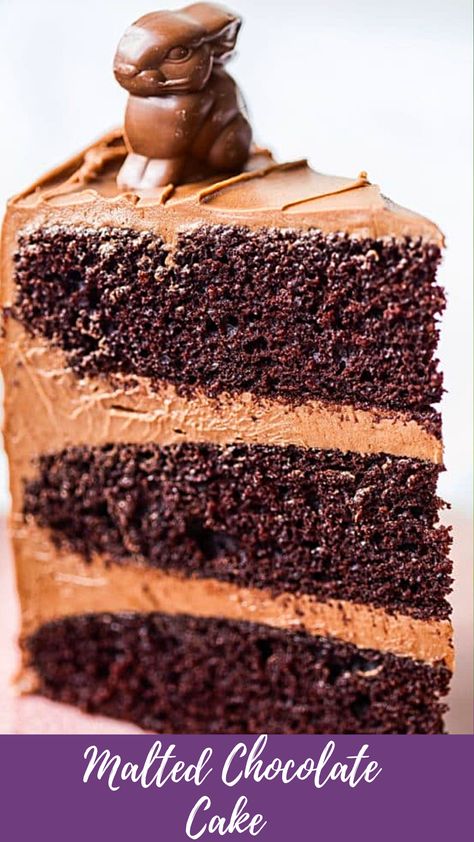 Malted Cake Recipe, Malt Cake, Chocolate Malt Cake, Milk Chocolate Cake, Easter Cooking, Chocolate Malt, Best Sweets, Decoration Cake, Malted Milk