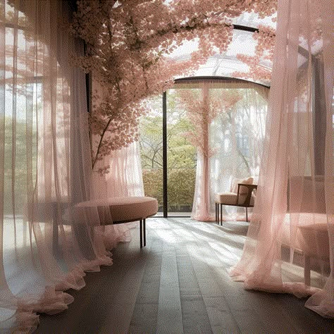 Cherry Blossom House on Behance Wedding Bedroom Decoration, Cherry Blossom House, Cherry Blossom Bedroom, Cabin Rooms, Decorations On A Budget, Blossom House, Wedding Bedroom, Wedding Decorations On A Budget, Apartment Makeover