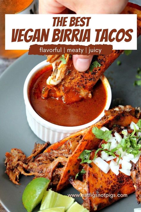 Vegetarian Barrio Tacos, Vegan Shredded Beef, Barrio Tacos, Vegan Birria Tacos, Birria Tacos, Vegan Mexican Recipes, Oyster Mushrooms, Vegan Mexican, Slow Cook