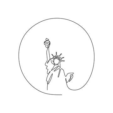 Statue Of Liberty Tattoo, Liberty Tattoo, New York Tattoo, Nyc Tattoo, Line Vector, Single Line Drawing, Drawing Vector, Paint Background, Cartoon Background