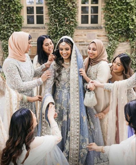 Pastel Desi Wedding, Shaadi Poses, Nikkah Photos, Nikkah Pictures, Nikkah Photoshoot, Nikkah Shoot, Bridesmaids Pictures, Shaadi Decor, Indian Wedding Bridesmaids