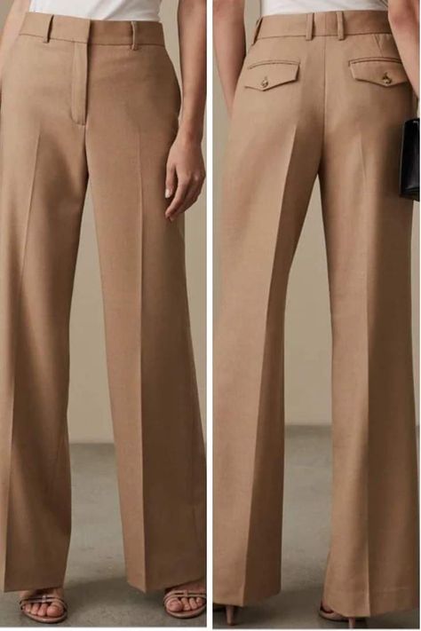 Dress Pants Wide Leg, Women's Fashion Trousers, Woman Trousers Outfits, Comfortable Trousers Women, Tailored Wide Leg Trousers, Where To Buy Trousers, Formal Pants Design Women, Women’s Trousers, Women’s Slacks