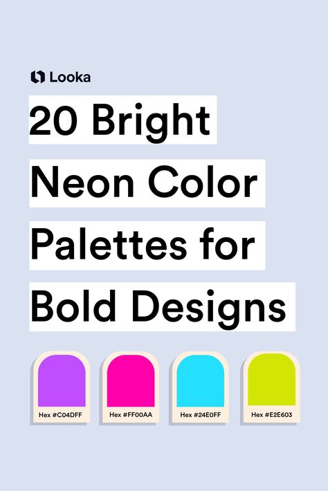 Canva Color Palette Codes Neon, Bright Pop Color Palette, Purple Blue Orange Yellow Color Palette, Bold Branding Design Color Palettes, Pastel And Neon Color Schemes, Neon Colours Palette, Neon Brand Colors, Neon Color Branding, Neon Orange Palette