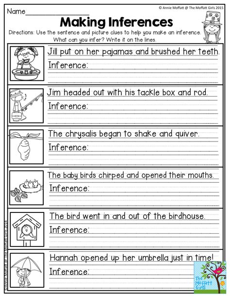 Making Inferences- Use the sentence and picture clues to help you make an inference.  Great for Second Grade! Inferencing Worksheets, Inferring Activities, Inference Pictures, Inferencing Activities, Inference Activities, First Grade Phonics, Making Inferences, Practice Reading, 2nd Grade Worksheets