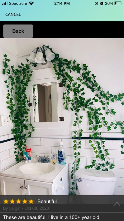 Garland In Bathroom, Fake Vines In Bathroom, Ivy Bathroom Decor, Bathroom Ivy Decor, Vine Bathroom Decor, Fake Vines Decor Bathroom, Vines In Bathroom, Fake Ivy Decor Bedroom Ideas, Ivy Bathroom