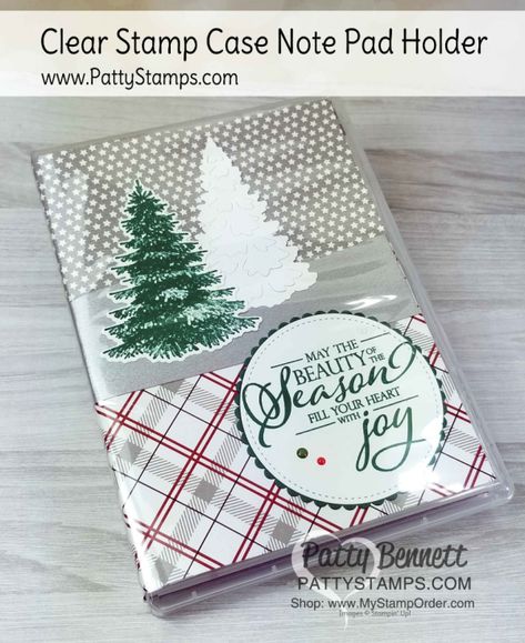 To Do List gift idea!  Use a mini legal pad and a Stampin' Up! clear mount case to create a fun gift or keep it for your own list making and note taking!  Featruring Winter Woods set and Festive Farmhouse designer paper. by Patty Bennett www.PattyStamps.com Stampin Up Note Pad Cover, Stampin Up Gift Wrapped, Diy Note Pad, Notebook Holder, Patty Bennett, Note Pad Holder, Christmas Craft Show, Christmas To Do List, Retreat Gifts