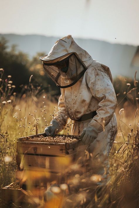 Ready for a beekeeping revolution? Our state-of-the-art suits combine the latest technology with user-friendly design, providing beekeepers with the ultimate in safety and functionality. See how these futuristic suits are transforming the beekeeping experience. Beekeeper Aesthetic, Beekeeper Art, Backyard Vineyard, Bee Farming, Beekeeping Suit, The Beekeeper, Working Bee, Permaculture Principles, Different Types Of Animals