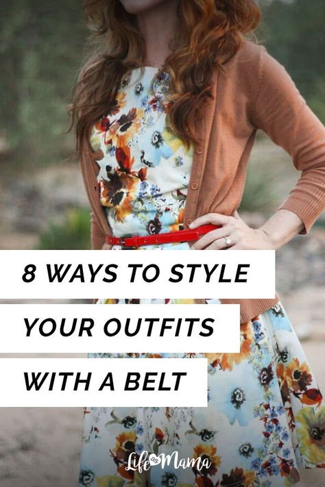 8 great ways to style your clothes with a belt. Belts That Go With Everything, Belt On Top Of Shirt, Sweater Belt Outfit, How To Style A Belt With A Dress, Belt Styling Ideas, Belt Style Ideas, Styling With Belts, Cardigan Belt Outfit, Cardigan And Belt Outfit