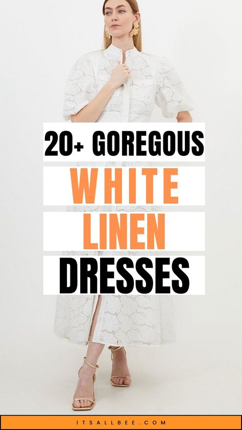 Amplify your style with our stunning range of over 20 white linen dresses. Each dress promises to add a touch of sophistication to your look, blending classic styles with modern flair. Shop these white linen dresses to make a statement this season. White Linen Dress Outfit | White Linen Dresses For Summer | White Linen Dresses With Sleeves | White Linen Dress With Pockets | Linen Dress Short | White Linen Dress Sleeveless | White Linen Dress Long | White Linen Dress Mini | White Summer Dress White Linen Dress Outfit, Linen Dresses Elegant, Linen Dress Outfit, Linen Dress Short, Dress Short White, Styles For Summer, Dresses To Make, White Linen Dress, Dresses For Summer