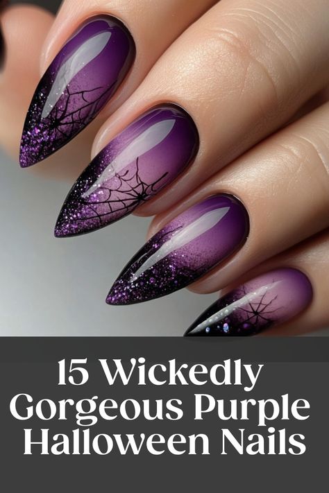 Get into the spooky spirit with these stunning purple Halloween nails! Whether you prefer acrylics or natural nails, these purple designs are sure to add a touch of magic to your look. Embrace the Halloween vibes and stand out with unique and eye-catching nail art. From deep plum shades to vibrant lavender hues, there's a perfect shade of purple for everyone this spooky season. Orange And Purple Halloween Nails, Purple Halloween Nails, Purple Nail Designs, Big Forehead, Purple Halloween, Deep Plum, Halloween Vibes, Purple Design, Beautiful Nail Designs