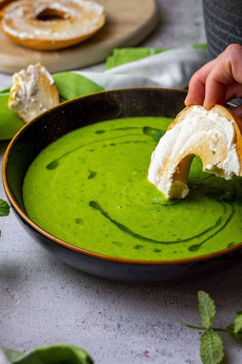 Easy Pea And Mint Soup (5-Ingredient Recipe) Pea And Mint Soup, Mint Soup, Slow Cooker Stew, Savory Scones, Pureed Soup, Instant Pot Soup Recipes, Mint Recipes, 5 Ingredient Recipes, Instant Pot Soup