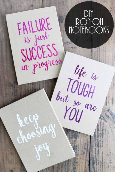 Make a custom notebook with iron-on and your Cricut machine! #cricut #cricutmade Personalized Notebook Cover, Notebook Wallpaper, Notebook Diy, Brand Purpose, Custom Notebook, Notebook Gift, Custom Notebooks, Diy Notebook, A Notebook