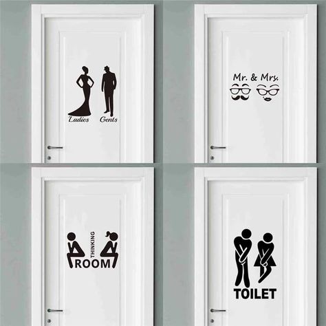 WC Toilet Door Entrace Sign Wall Stickers Room Decoration Bathroom Wall Decal Waterproof Creative Home Decor Art Sticker Mural _ - AliExpress Mobile Mrs Quotes, Fashion Bathroom, Bathroom Wall Decals, Toilet Door, Door Sticker, Waterproof Wall, Door Decals, Bathroom Door, Nordic Wall