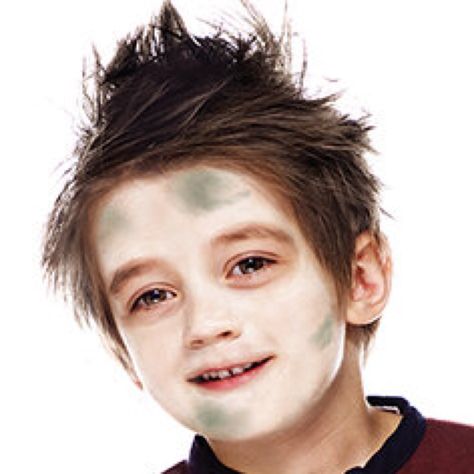 Zombie Face Paint Easy, Zombie Face Paint Kids Easy, Face Paint Kids Easy, Easy Halloween Makeup For Kids, Zombie Football Player Costume, Face Paint For Kids, How To Face Paint, Zombie Face Paint, Diy Costumes For Boys