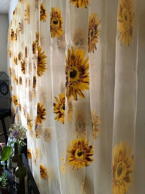 Sunflower Print Rod Pocket Sheer Curtain 1pc | SHEIN USA Sunflower Shower Curtain, Sunflower Curtains, Sunflower Print, Sheer Curtain, Rod Pocket, Diy Room Decor, Room Diy, Shower Curtain, Printed Shower Curtain