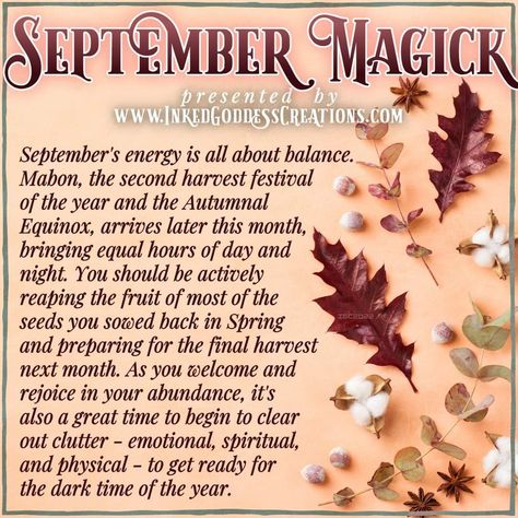 September Magick, September Witch, September Witchcraft, September Magic, Autumn Witchcraft, Wiccan Sabbats, Halloween Eve, Autumnal Equinox, Wiccan Magic