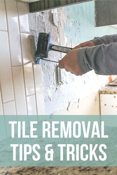 Even if you're not going to be tackling the new tile installation yourself and you're hiring that part out - you can still save a ton of money by doing the demo and removal of the tile yourself. It is definitely an easy DIY project for even a beginner to tackle because you don't need much experience or access to many tools. #tile #tileremoval #DIY #kitchen #tutorial Remove Tile Backsplash, Remove Tile, Diy Tile Backsplash, Diy Exterior, Diy Upholstery, Tile Removal, Diy Kitchen Backsplash, Backsplash Kitchen, Upholstery Projects