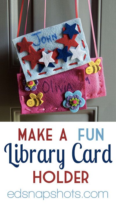 This quick and easy craft shows you how to make fun library card holders with your kids using felt and ribbon. Now library cards are ready to wear and use. Library Card Holder, Storytime Crafts, Library Week, Library Cards, Quick And Easy Crafts, Childrens Library, Library Activities, Kids Library, Reading Art