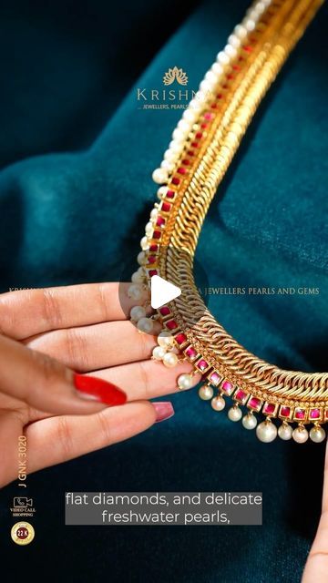 Krishna Jewellers Pearls &Gems on Instagram: "► Call/ WhatsApp/ Video Call: 📲+91-8499011111 - Shopping made easier with Krishna Jewellers Pearls & Gems, Jubilee Hills.

Product Code: J GNK 3020 - Indulge in the intricate beauty of our 22k gold mini haram in the Jalebi model, adorned with ruby pota, flat diamonds, and freshwater pearls. This stunning piece weaves traditional elegance with a touch of modern allure, making it a perfect statement for any festive occasion. Rich in detail and exquisite craftsmanship, it radiates a luxurious charm that captivates and enchants.

► DM for more details
► Free shipping All Over India & International (T*c Apply)

Follow Our Instagram

► (Fine Jewellery): @krishna.jewellers.jubileehills
► (Pearls Jewellery): @krishna.pearls.hyderabad
► (Silver Article Jalebi Haram Gold, Mini Haram, Whatsapp Video Call, Silver Articles, Pearls Jewellery, Gold Haram, Instagram Call, Heritage Jewellery, Polki Jewellery