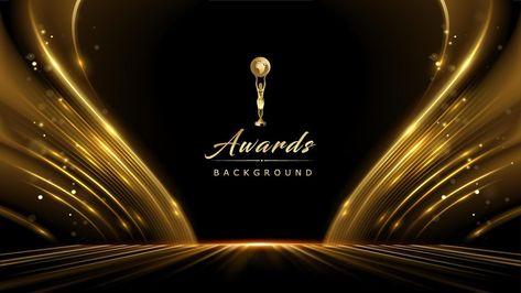 Golden Black Award Background. Waves Luxury Graphics. Stage Motion Visuals. Wedding Entertainment Night. Elegant Luxury Shine Modern Template Certificate. Wave Lines Shining. Globe Horizon in Space Charm Poster, Award Background, Golden Awards, Award Poster, Stall Design, Stage Background, Happy Anniversary Cards, Sports Logo Design, Waves Line